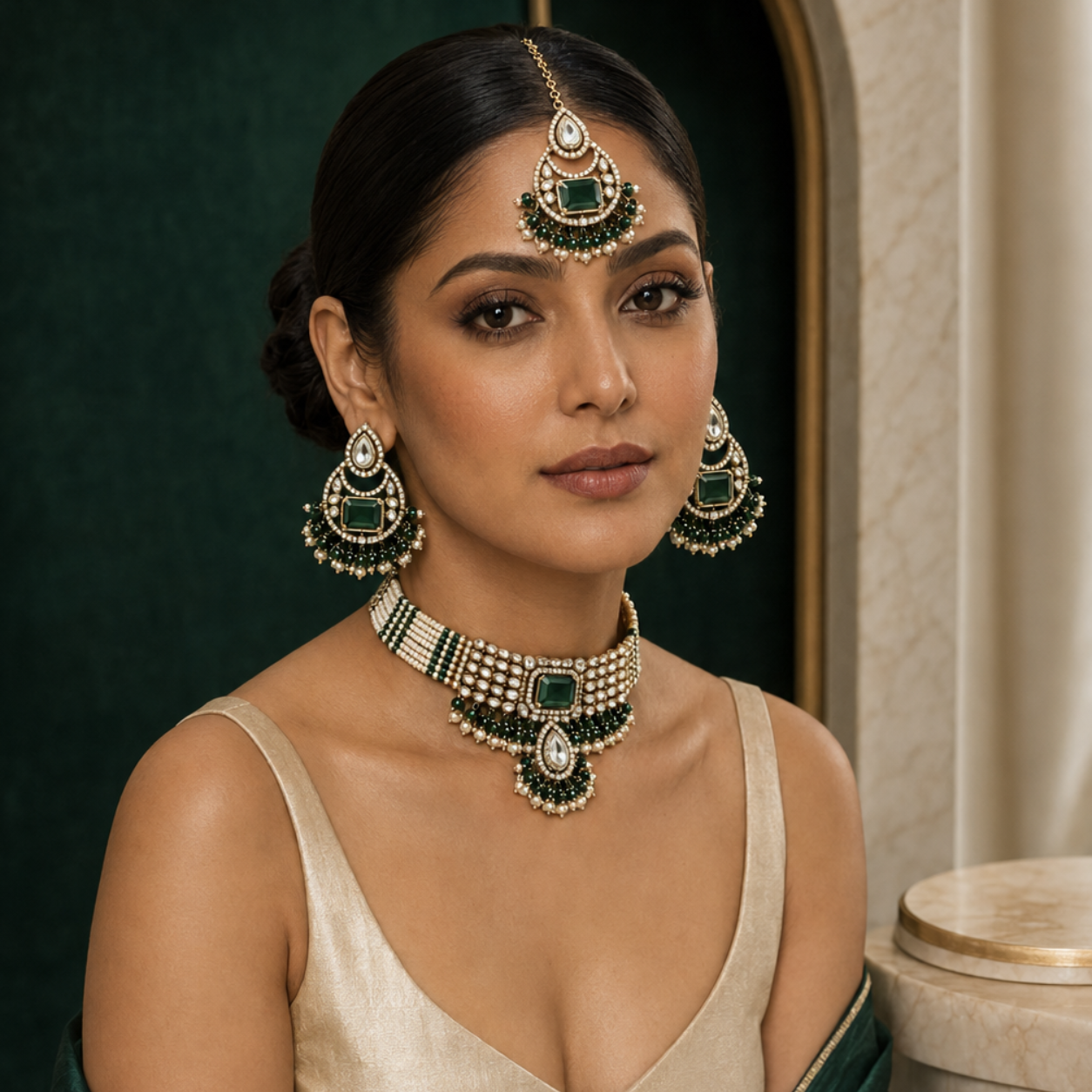 MEHER EMERALD KUNDAN CHOKER SET