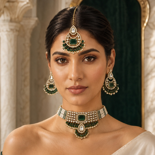 MEHER EMERALD KUNDAN CHOKER SET