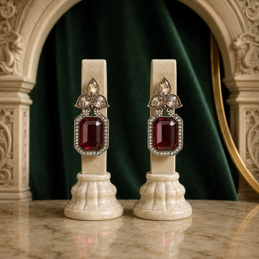 ÉLISE RUBY TONE DROP EARRINGS