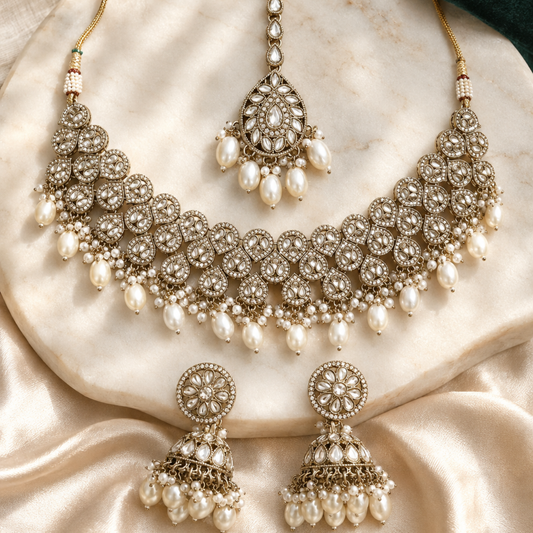 RUHANI PEARL KUNDAN NECKLACE SET
